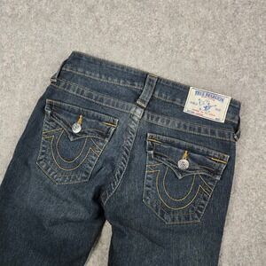True Religion Skinny Jeans Womens 26 Blue Dark Wash Low Rise Flap Pocket Whisker